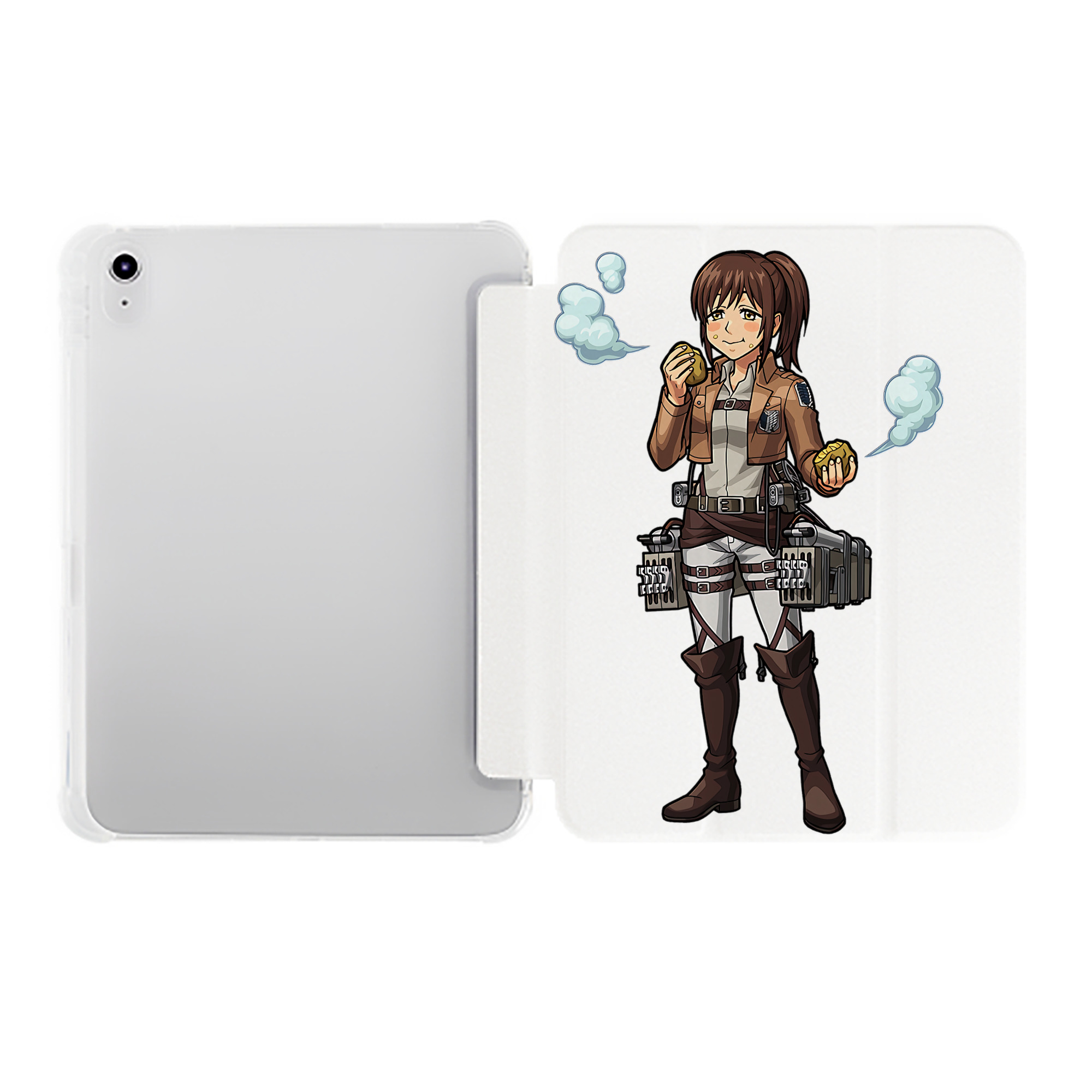 （画像用） 進撃の巨人 サシャ·ブラウス Attack on Titan Sasha Blaus IPad ケース ペン収納付き 三つ折りスタンド PUレザー×シリコン 対応機種9.5/10.5/10.9インチ